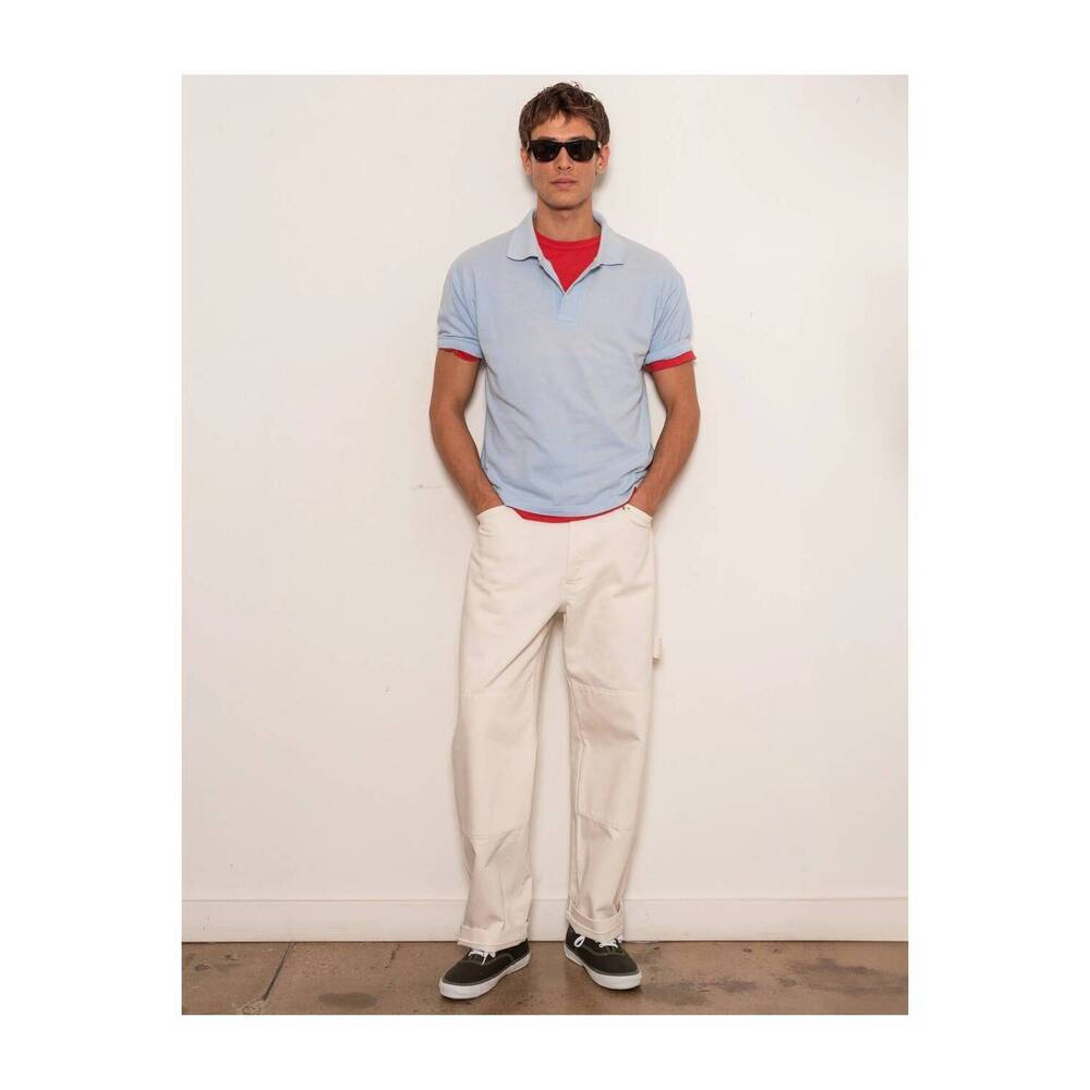 NEW ALEX MILL garment dyed polo in calm blue